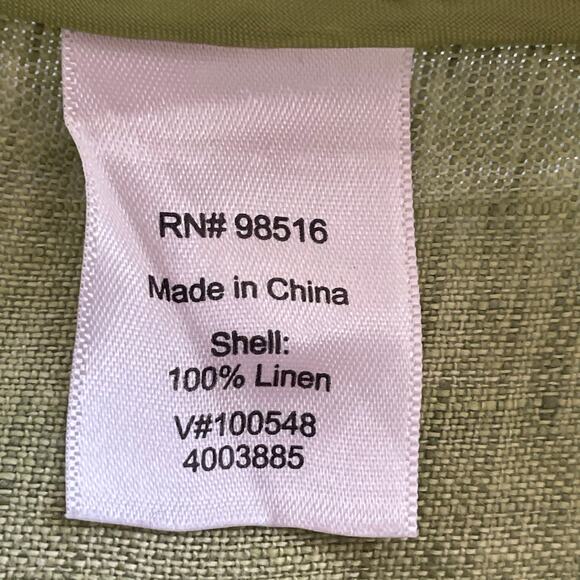 Coldwater Creek Chartreuse Lime Green 100% Linen Jacket Petite LG Spring Casual - Picture 13 of 14